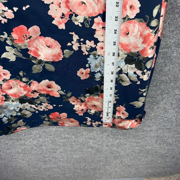 Olivia Matthews Dress Women 16 Blue Floral Shift Short Short Sleeve Casual - Picture 6 of 7